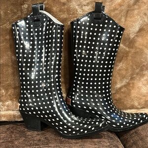 Polka Dot Women's Cowboy Style Rain Boots